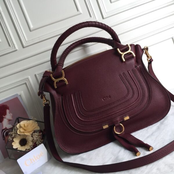 Chloe Marcie Double Carry Bag Plum Burgundy