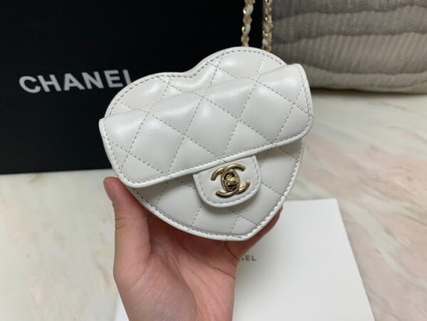 Chanel CC Love Heart Mini Bag White - Image 2