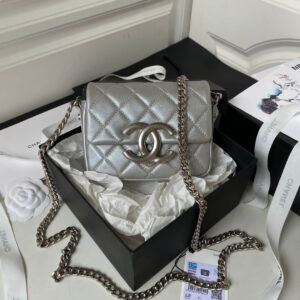 Chanel Leather Flap Bag Grey