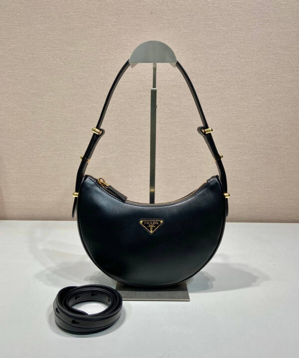 Prada Zip Leather Black Shoulder Bag