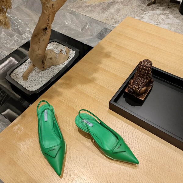 Prada Women Nylon Gabardine Slingback Pumps-Green - Image 3