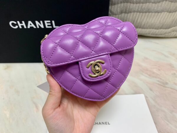 Chanel CC Love Heart Mini Bag Purple - Image 3