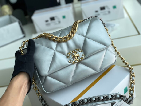 Chanel 19 Bag Gray Blue - Image 9