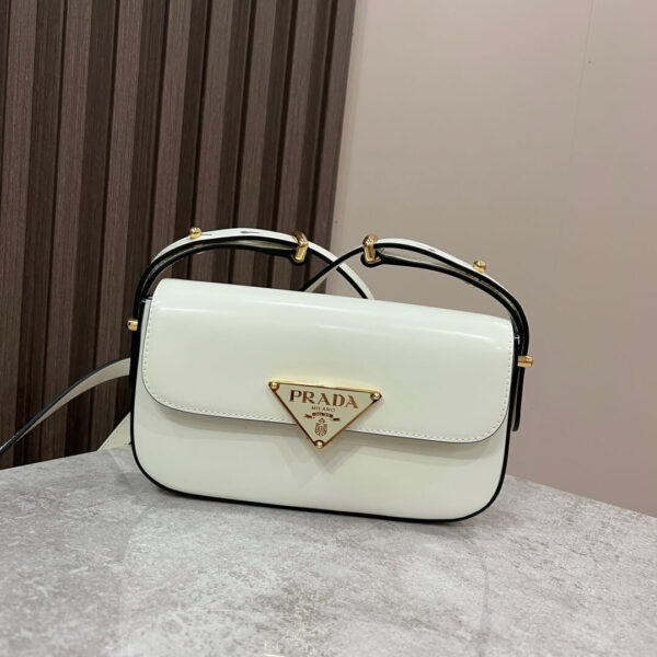 Prada Embleme Saffiano Shoulder Bag White