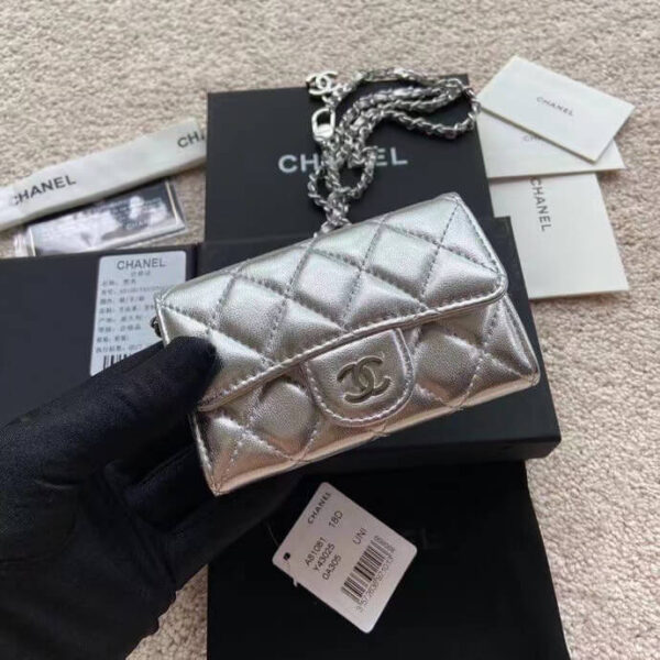 Chanel Silver Waist Mini Wallet - Image 2