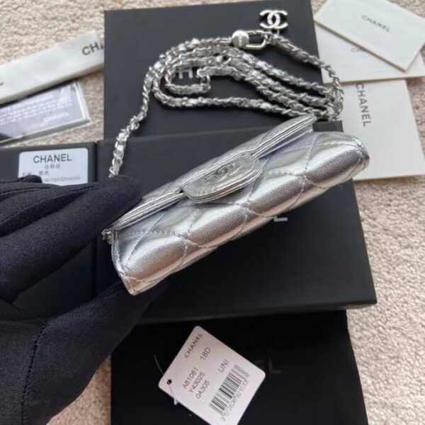 Chanel Silver Waist Mini Wallet - Image 4