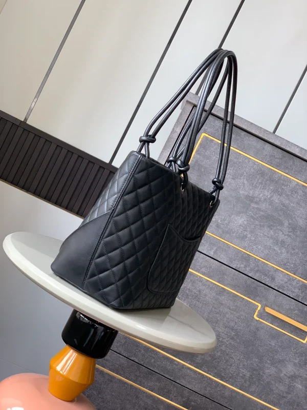 Auth CHANEL Cambon Shoulder Bag Tote Bag Black - Image 4