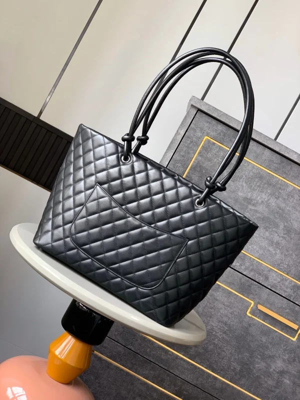 Auth CHANEL Cambon Shoulder Bag Tote Bag Black - Image 5