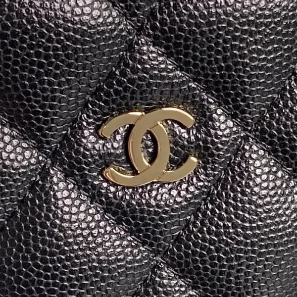 CC 25C Hobo Bag 21.5cm Top Handle Black Grained Calfskin - Image 5