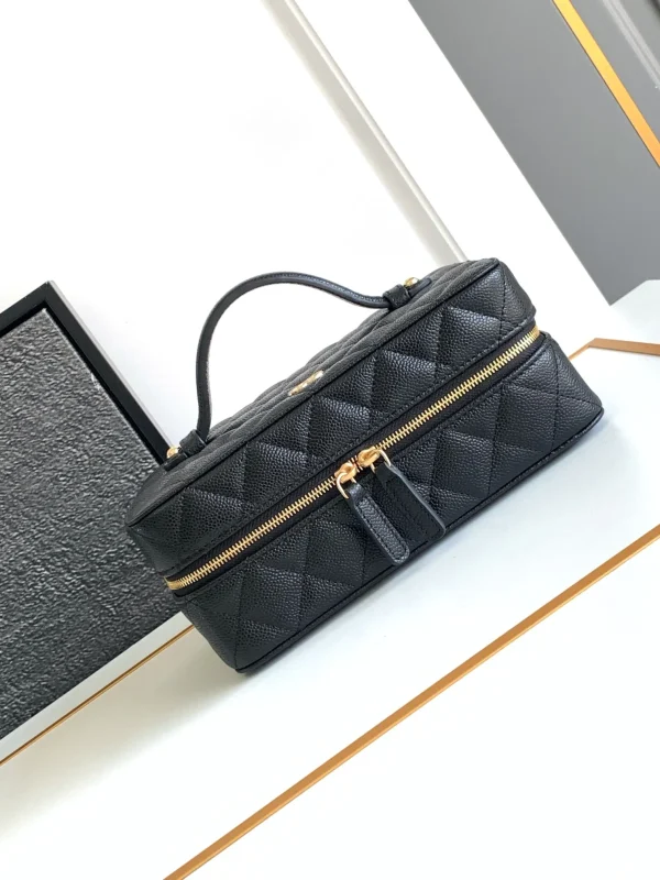 CHANEL Leather Pouch Auth Black Medium Women France - Image 3