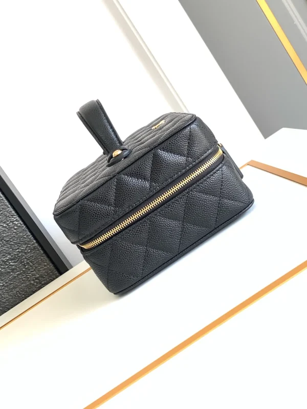 CHANEL Leather Pouch Auth Black Medium Women France - Image 4