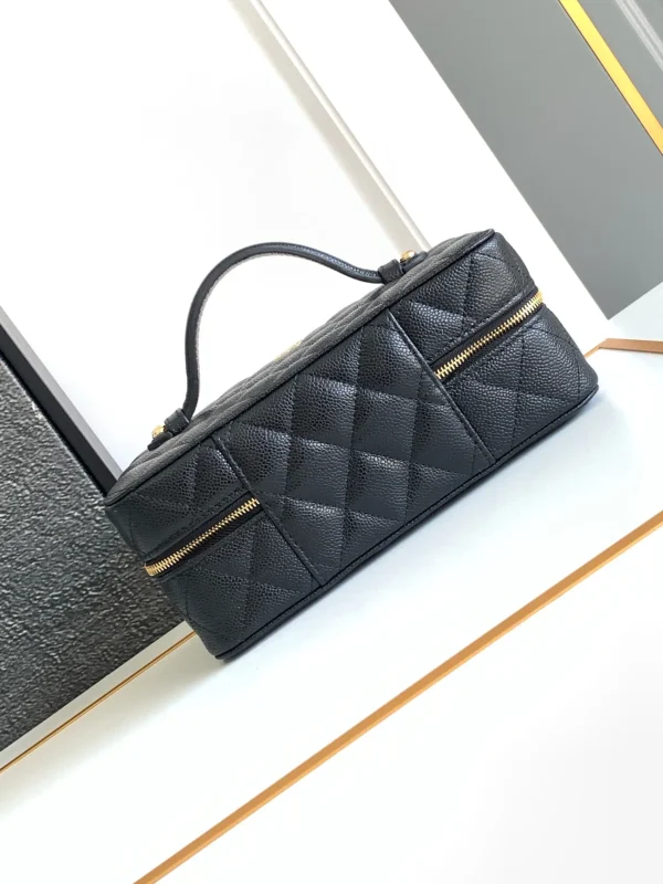 CHANEL Leather Pouch Auth Black Medium Women France - Image 6