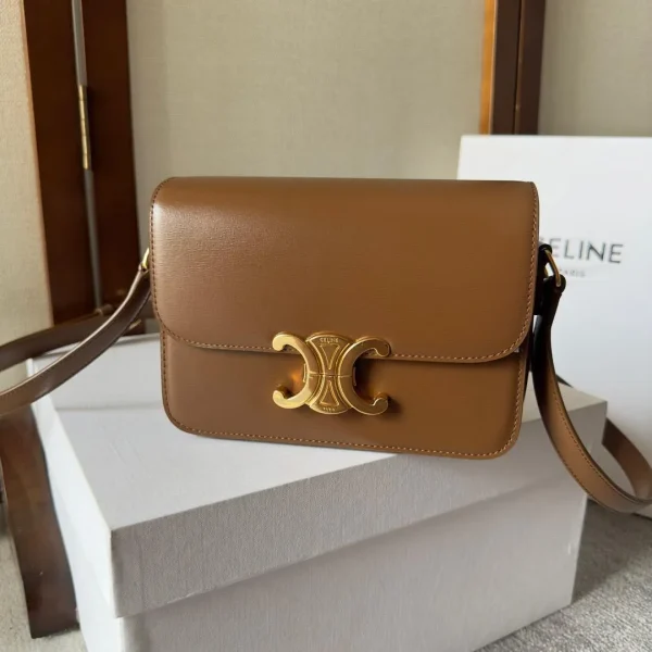 Celine Brown Leather Medium Triomphe Shoulder Bag Celine - Image 3