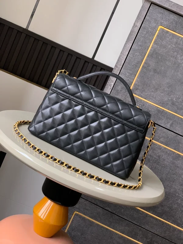 Chanel Black Lambskin GHW Top Handle Mini Rectangular - Image 5
