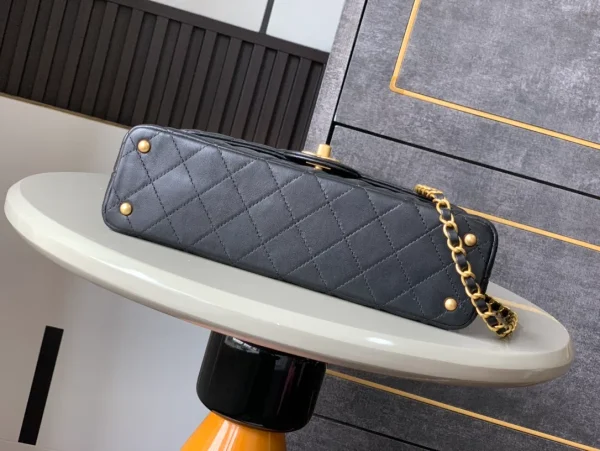 Chanel Black Lambskin GHW Top Handle Mini Rectangular - Image 7