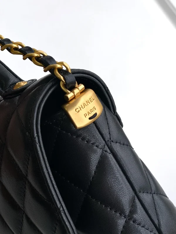 Chanel Black Lambskin GHW Top Handle Mini Rectangular - Image 9