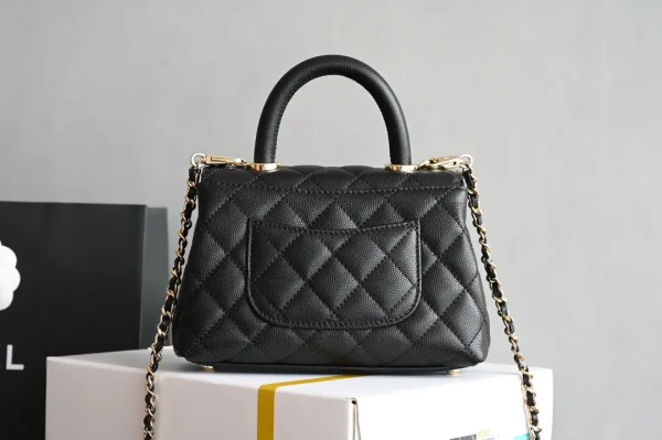 Chanel Black Quilted Caviar Leather Small Coco Top Handle Bag Chanel - Image 3