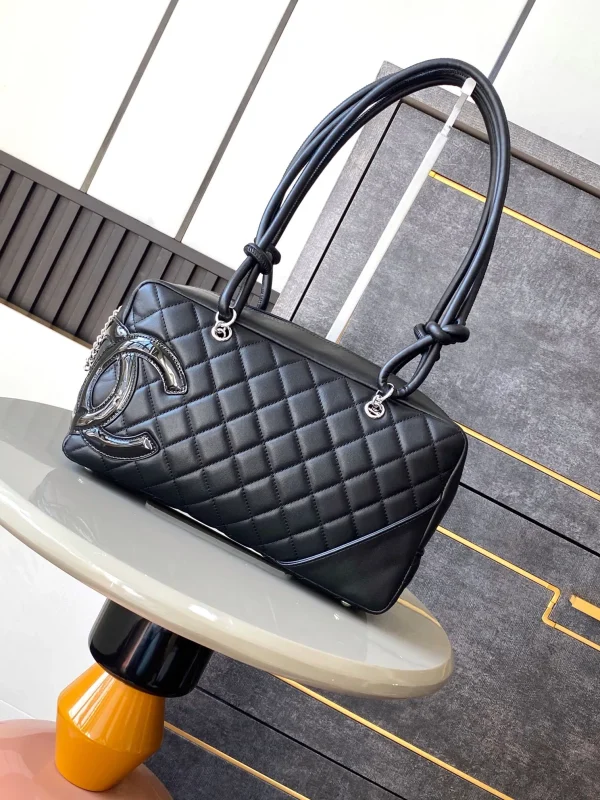 Chanel Black Quilted Leather Cambon Ligne Bowler Bag