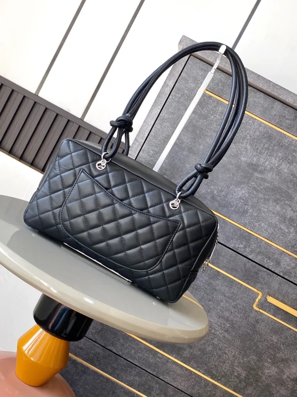 Chanel Black Quilted Leather Cambon Ligne Bowler Bag - Image 5