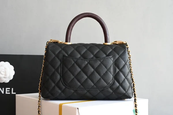 Chanel Navy Blue/Burgundy Quilted Caviar Leather Mini Coco Top Handle Bag Chanel - Image 4