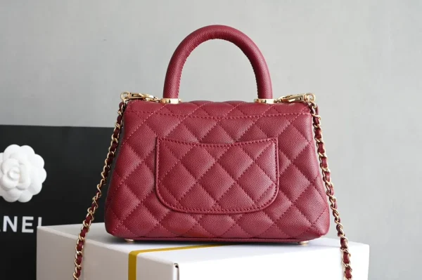 Chanel Burgundy Quilted Caviar Leather Small Coco Top Handle Bag Chanel - Image 3