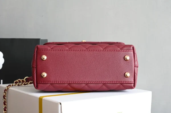 Chanel Burgundy Quilted Caviar Leather Small Coco Top Handle Bag Chanel - Image 4