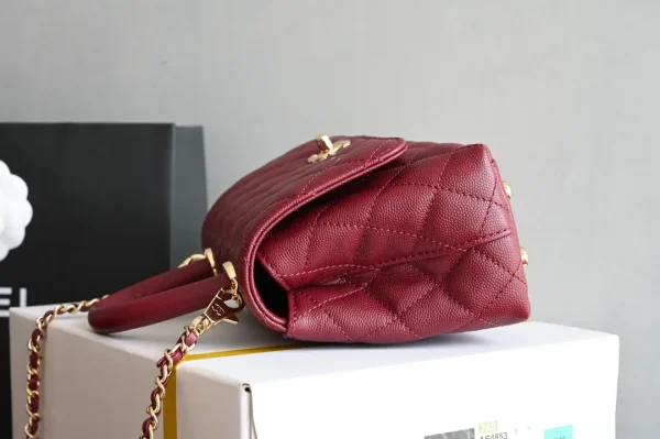 Chanel Burgundy Quilted Caviar Leather Small Coco Top Handle Bag Chanel - Image 5