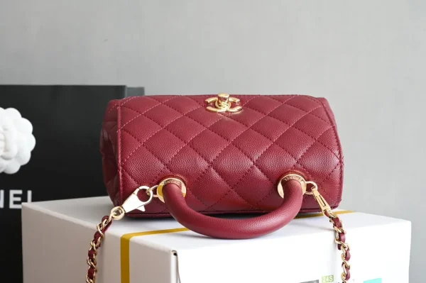 Chanel Burgundy Quilted Caviar Leather Small Coco Top Handle Bag Chanel - Image 6