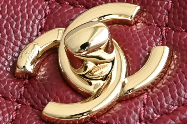 Chanel Burgundy Quilted Caviar Leather Small Coco Top Handle Bag Chanel - Image 7