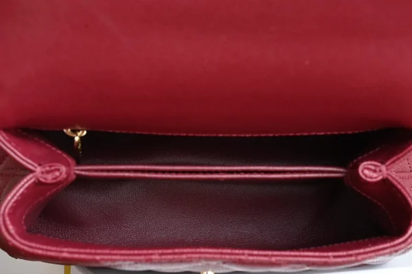 Chanel Burgundy Quilted Caviar Leather Small Coco Top Handle Bag Chanel - Image 10
