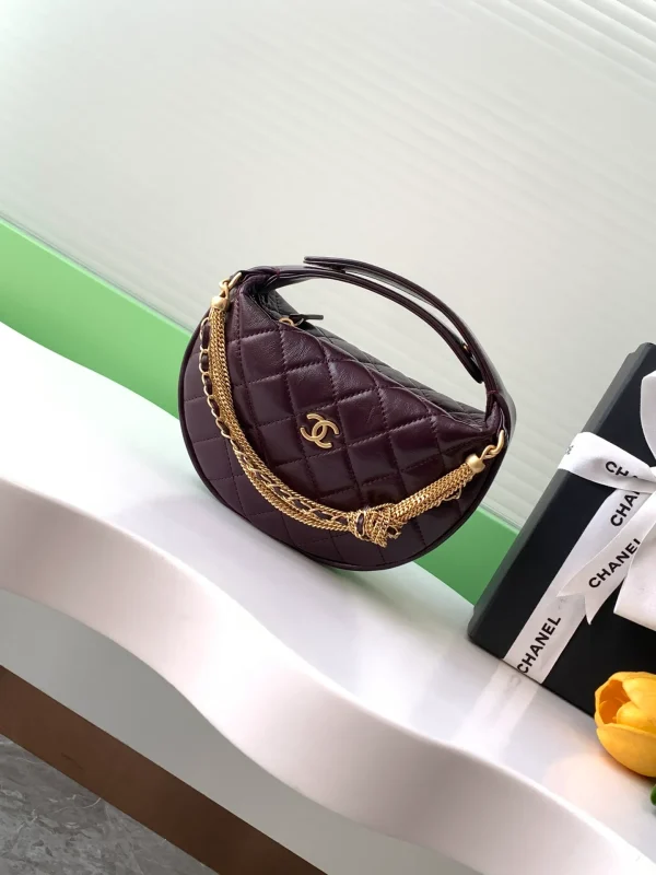 Chanel Burgundy Quilted Leather CC Chain Pouch Chanel