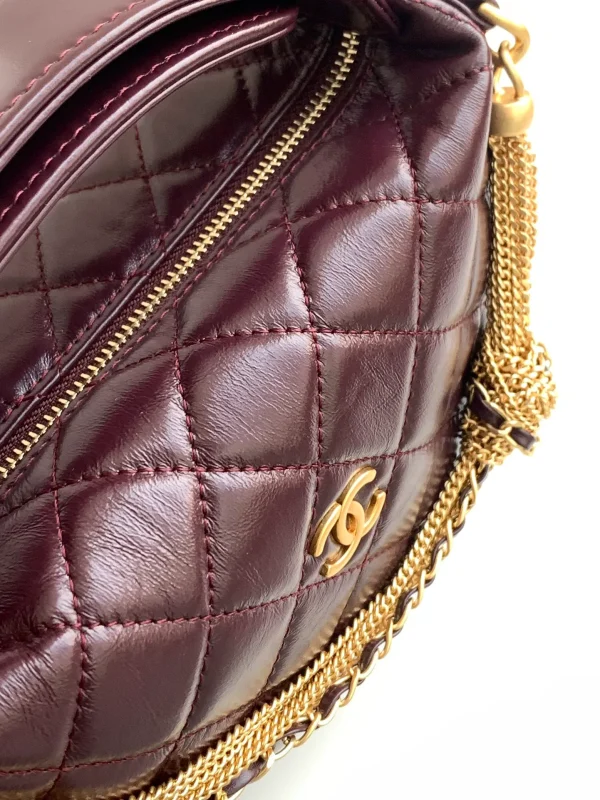 Chanel Burgundy Quilted Leather CC Chain Pouch Chanel - Image 8