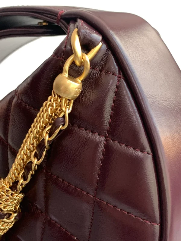 Chanel Burgundy Quilted Leather CC Chain Pouch Chanel - Image 9