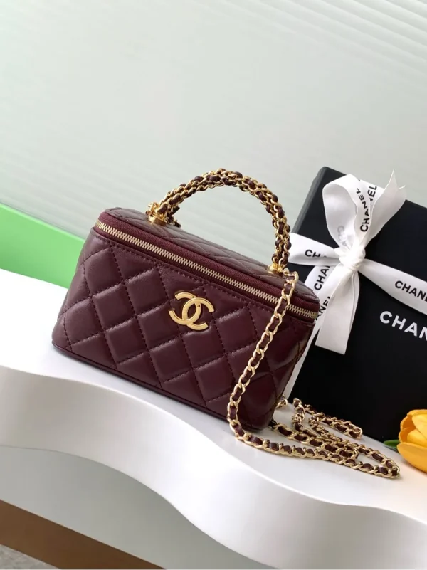 Chanel Burgundy Quilted Leather Pick Me Up Vanity Bag Chanel