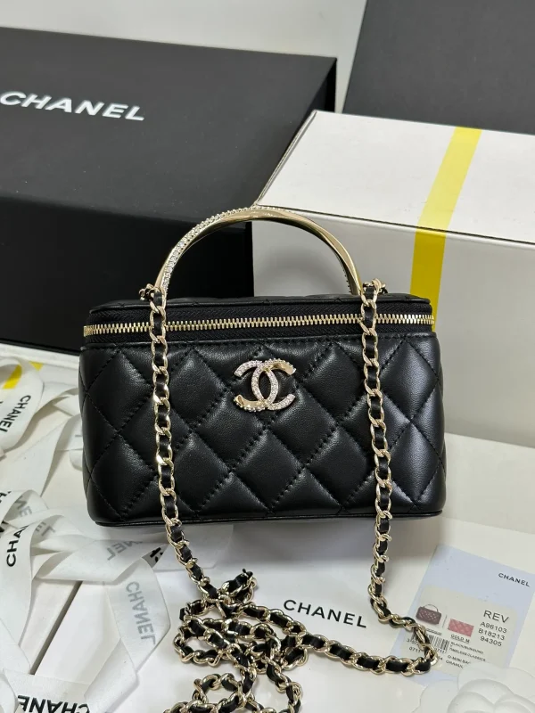 Chanel Classic Black Lambskin Top handle Vanity Bag