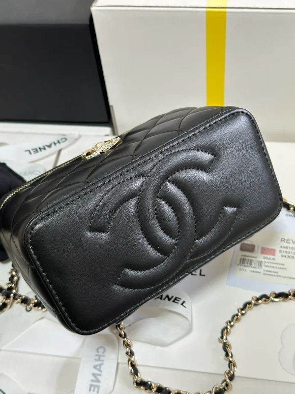 Chanel Classic Black Lambskin Top handle Vanity Bag - Image 9