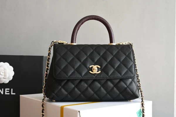 Chanel - Coco Top Handle - Black Caviar / Lizard Top Handle GHW