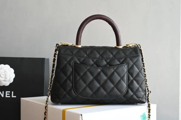 Chanel - Coco Top Handle - Black Caviar / Lizard Top Handle GHW - Image 3