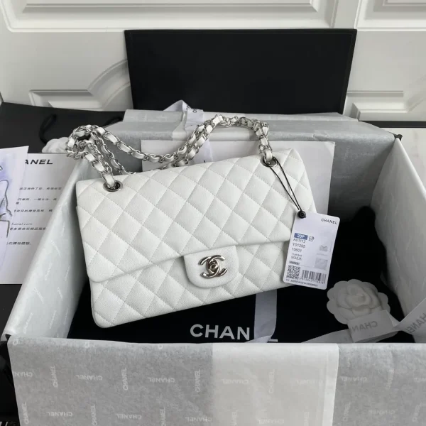 Chanel Medium Classic Flap in White Caviar
