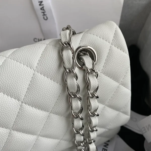 Chanel Medium Classic Flap in White Caviar - Image 6