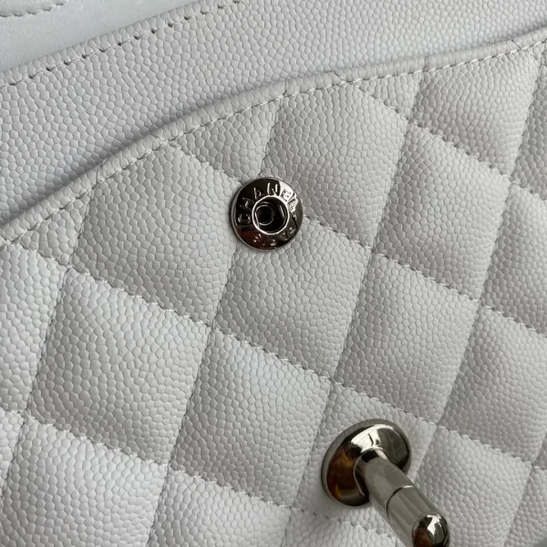 Chanel Medium Classic Flap in White Caviar - Image 10