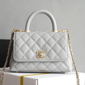 Chanel Pale Blue Extra Mini Coco Top Handle Bag in Caviar Leather