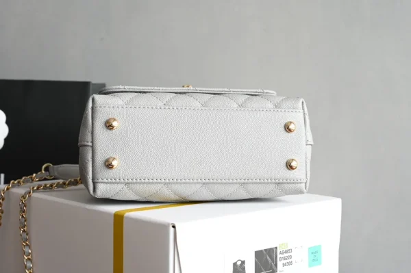Chanel Pale Blue Extra Mini Coco Top Handle Bag in Caviar Leather - Image 4