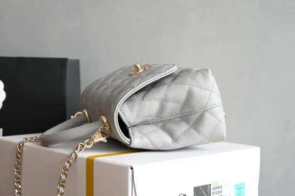 Chanel Pale Blue Extra Mini Coco Top Handle Bag in Caviar Leather - Image 5