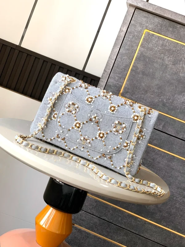 Chanel Pearl & Crystal Classic Double Flap Bag - Image 4