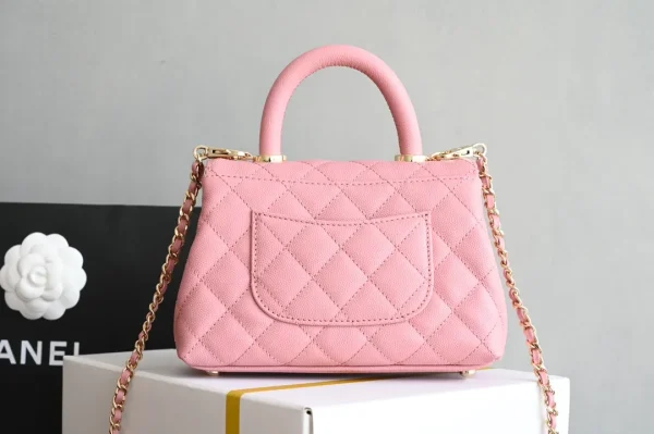 Chanel Pink Quilted Caviar Leather Mini Coco Top Handle Bag Chanel - Image 4
