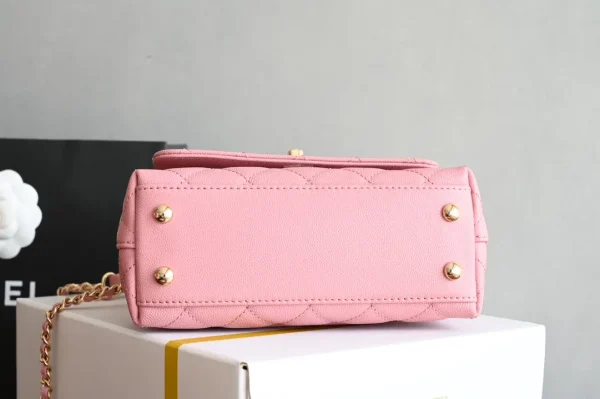 Chanel Pink Quilted Caviar Leather Mini Coco Top Handle Bag Chanel - Image 8