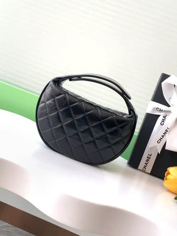 Chanel Quilted Round Mini Black Top Handle Bag in Calfskin - Image 4