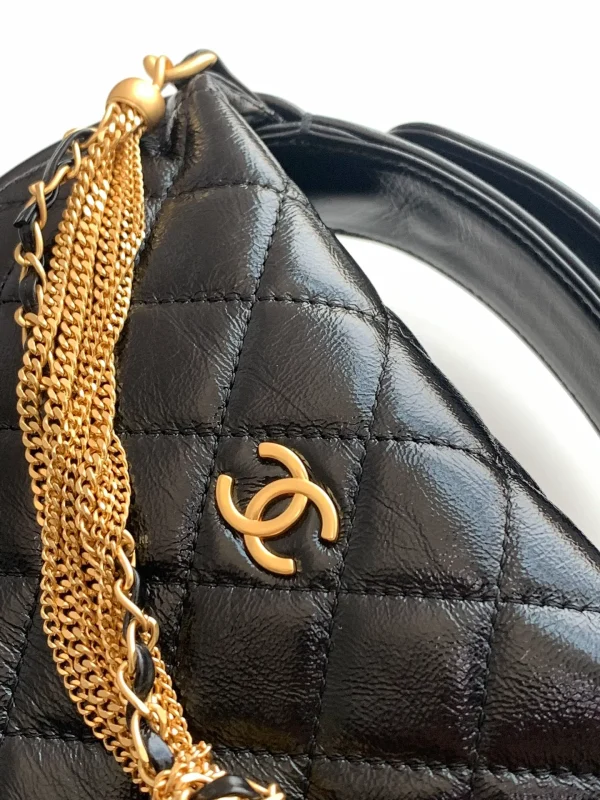 Chanel Quilted Round Mini Black Top Handle Bag in Calfskin - Image 6