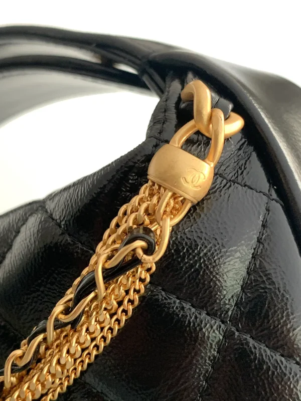 Chanel Quilted Round Mini Black Top Handle Bag in Calfskin - Image 8